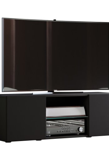 Lowina 115 TV-bord, m. 2 lger og 1 hylde - glas og sort tr