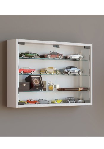 Mandosa M vgskab, m. 2 lger og 3 hylder - glas og hvid tr