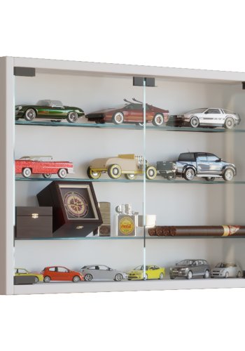 Mandosa M vgskab, m. 2 lger og 3 hylder - glas og hvid tr