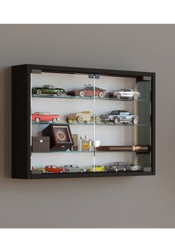 Mandosa M vgskab, m. 2 lger og 3 hylder - glas og sort tr