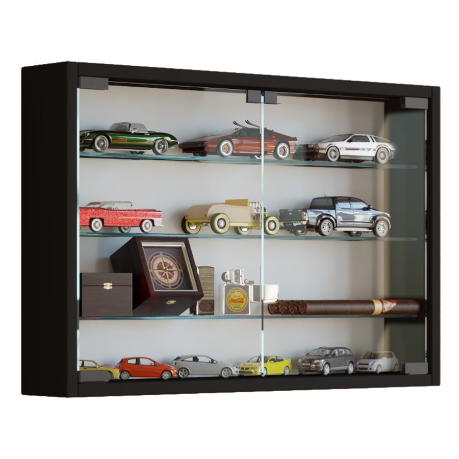 Mandosa M vgskab, m. 2 lger og 3 hylder - glas og sort tr