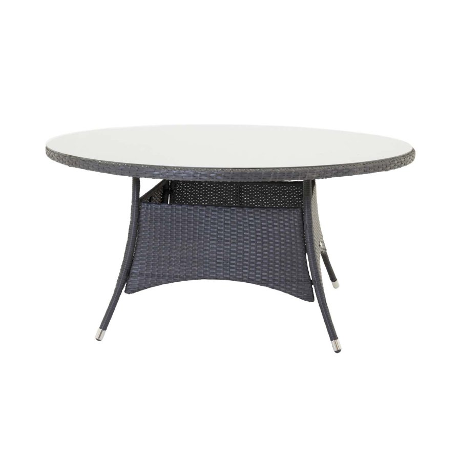 VENTURE DESIGN rund Volta havebord - glas og sort aluminium (150)