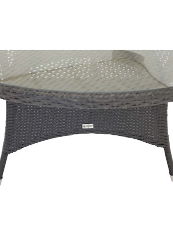 VENTURE DESIGN rund Volta havebord - glas og sort aluminium (150)