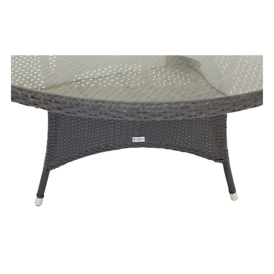 VENTURE DESIGN rund Volta havebord - glas og sort aluminium (150)