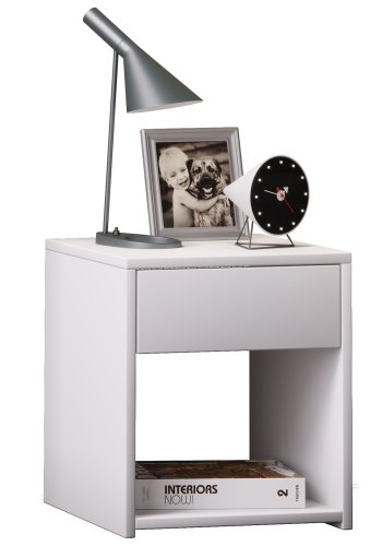 Sledo Mini sengebord, m. skuffe og hylde - hvid tr