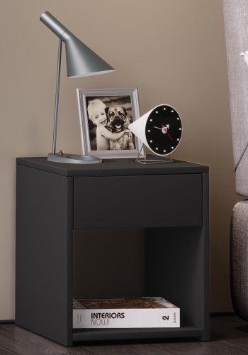 Sledo Mini sengebord, m. 1 hylde og 1 skuffe - sort tr