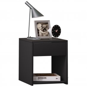Sledo Mini sengebord, m. 1 hylde og 1 skuffe - sort tr