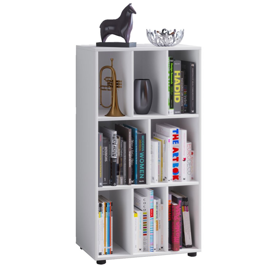 Wotino reol, m. 8 rum - hvid tr