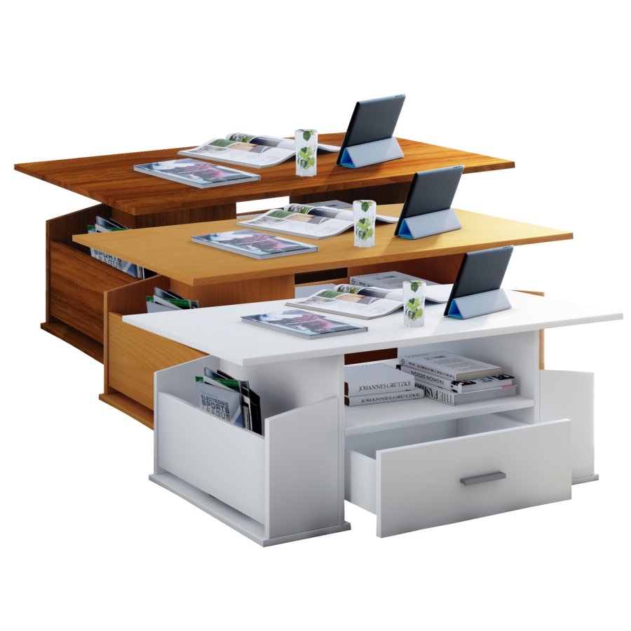 Junata sofabord, m. 2 rum, 1 hylde og 1 skuffe - natur tr