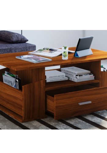 Junata sofabord, m. 2 rum, 1 hylde og 1 skuffe - natur tr