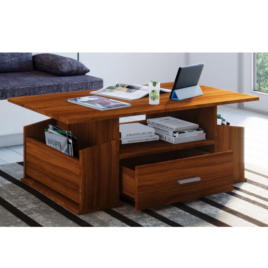 Junata sofabord, m. 2 rum, 1 hylde og 1 skuffe - natur tr