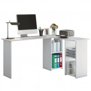 Lusias hjrneskrivebord, m. 4 hylder - hvid tr