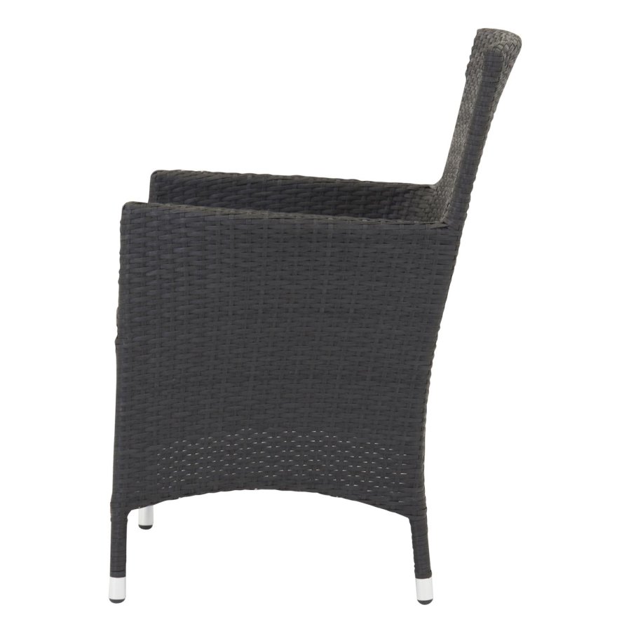 VENTURE DESIGN Malin havestol m. armln og gr stofhynde - sort rattan og aluminium