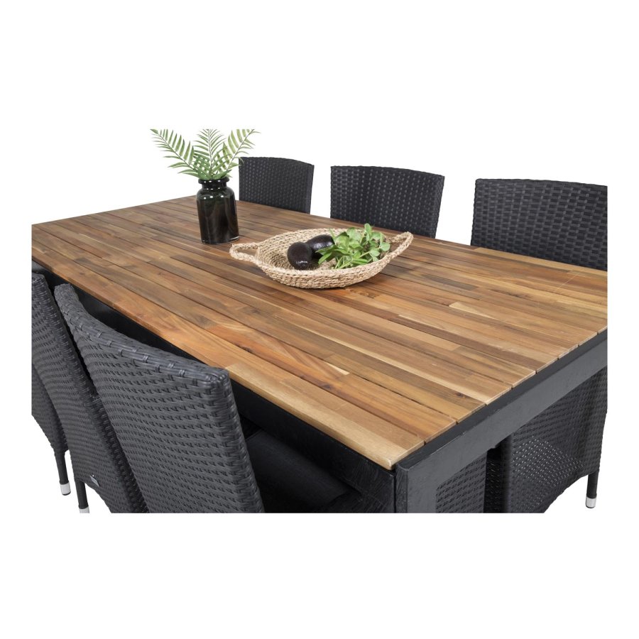 VENTURE DESIGN Malin havestol m. armln og gr stofhynde - sort rattan og aluminium