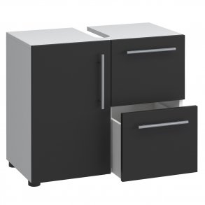 Flandu underskab, m. 1 lge og 2 skuffer - sort/hvid tr