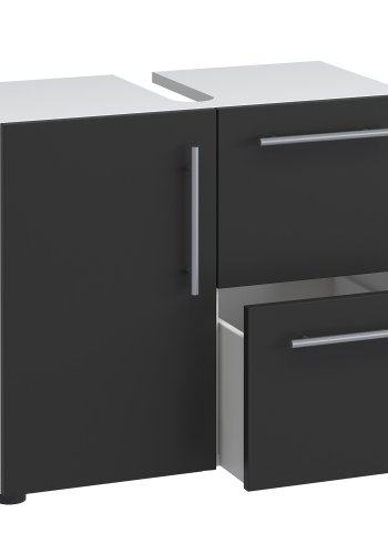 Flandu underskab, m. 1 lge og 2 skuffer - sort/hvid tr