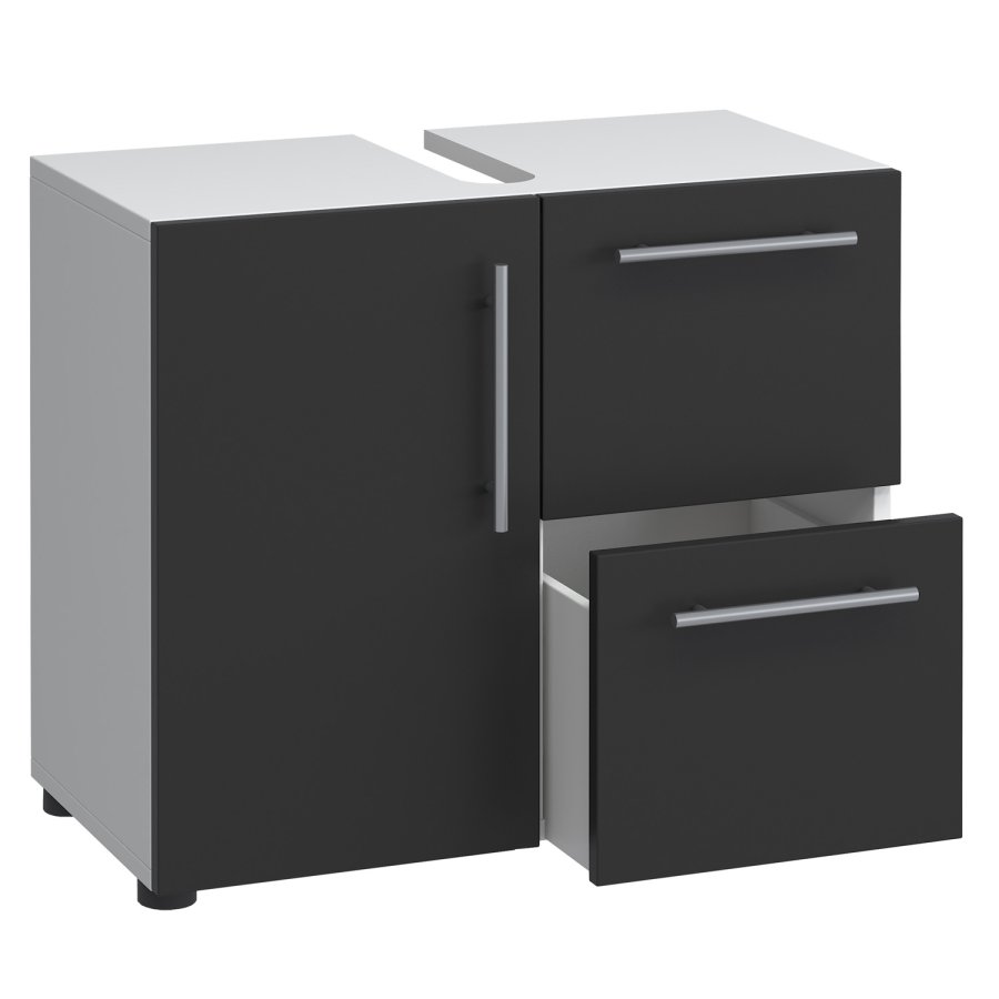 Flandu underskab, m. 1 lge og 2 skuffer - sort/hvid tr