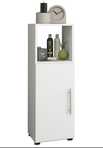 Flandu skab, m. 1 lge - hvid tr