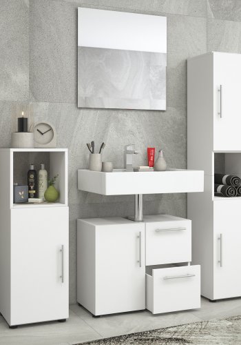 Flandu badevrelsesmbelst - spejlglas og hvid tr (st af 4)