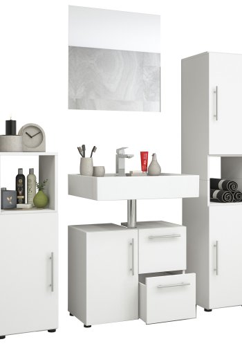 Flandu badevrelsesmbelst - spejlglas og hvid tr (st af 4)