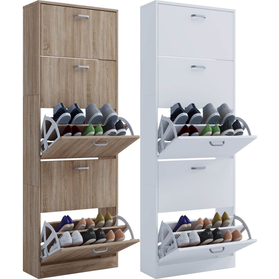 Sipos XL skoskab, m. 5 lger - hvid tr