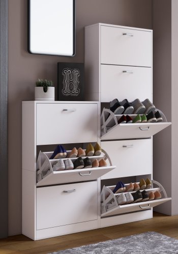 Sipos XL skoskab, m. 5 lger - hvid tr