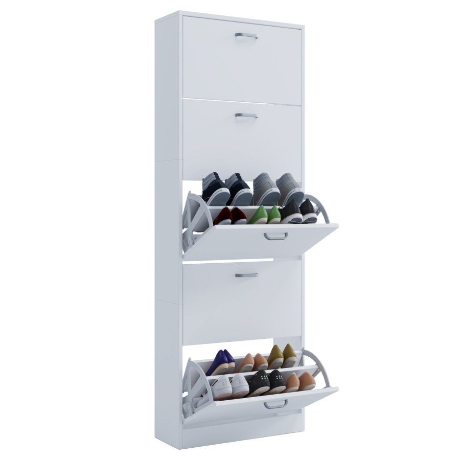 Sipos XL skoskab, m. 5 lger - hvid tr