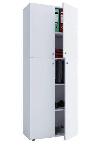 Lona skab, m. 4 lger og 4 hylder - hvid tr