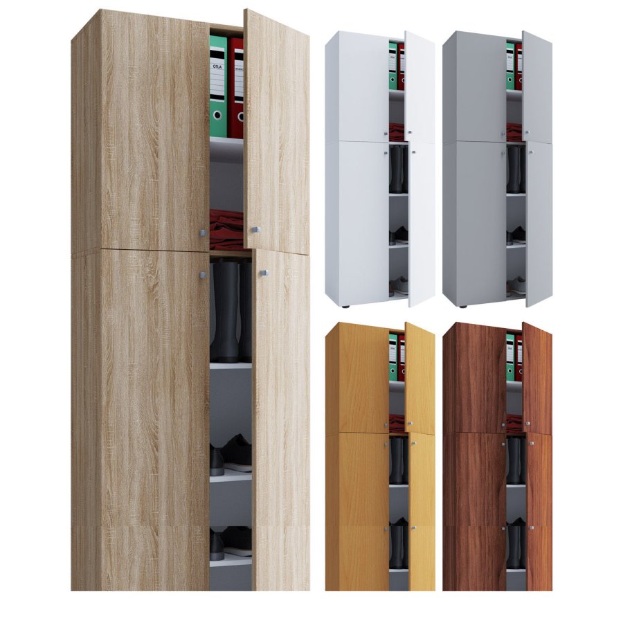 Lona skab, m. 4 lger og 4 hylder - natur tr