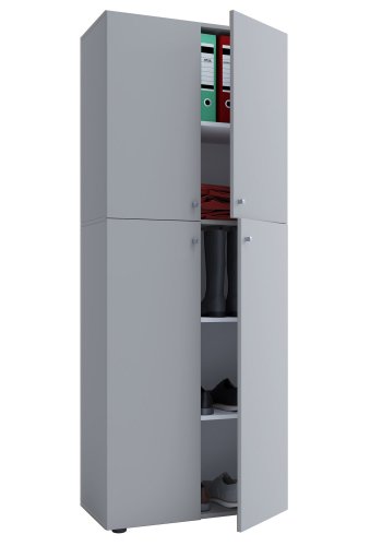 Lona skab, m. 4 lger og 4 hylder - gr tr