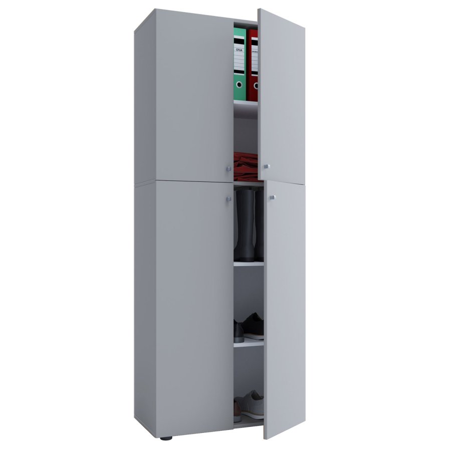 Lona skab, m. 4 lger og 4 hylder - gr tr