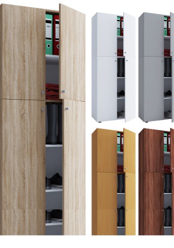 Lona skab, m. 4 lger og 4 hylder - gr tr