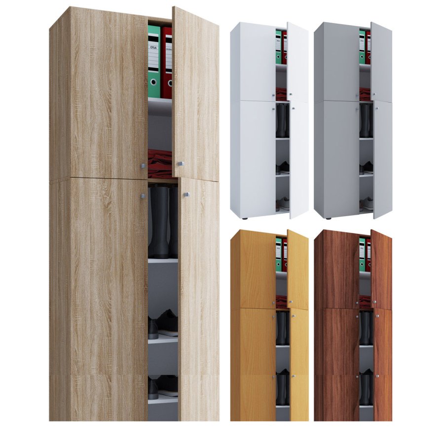 Lona skab, m. 4 lger og 4 hylder - gr tr