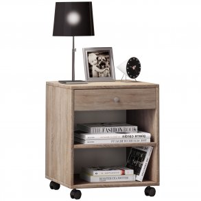 Rolda sengebord, m. 1 hylde og 1 skuffe - natur tr