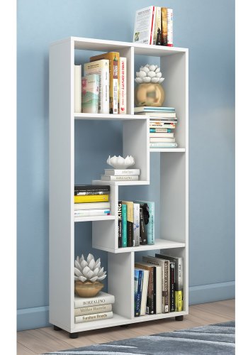 Blina reol, m. 6 rum - hvid tr