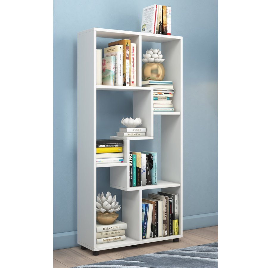 Blina reol, m. 6 rum - hvid tr