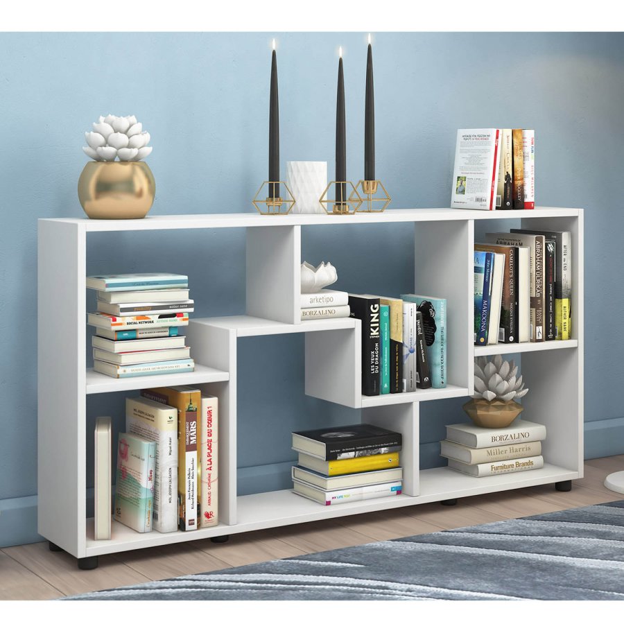 Pintal reol, m. 6 rum - hvid tr