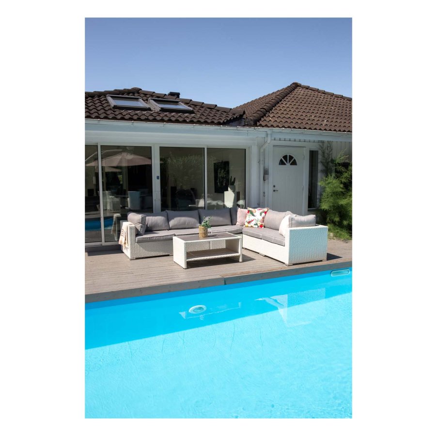 VENTURE DESIGN Amazon modul sofa havest 3+2+1 m. gr hynder - hvid rattan og aluminium 