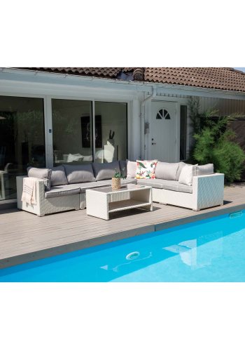 VENTURE DESIGN Amazon modul sofa havest 3+2+1 m. gr hynder - hvid rattan og aluminium 