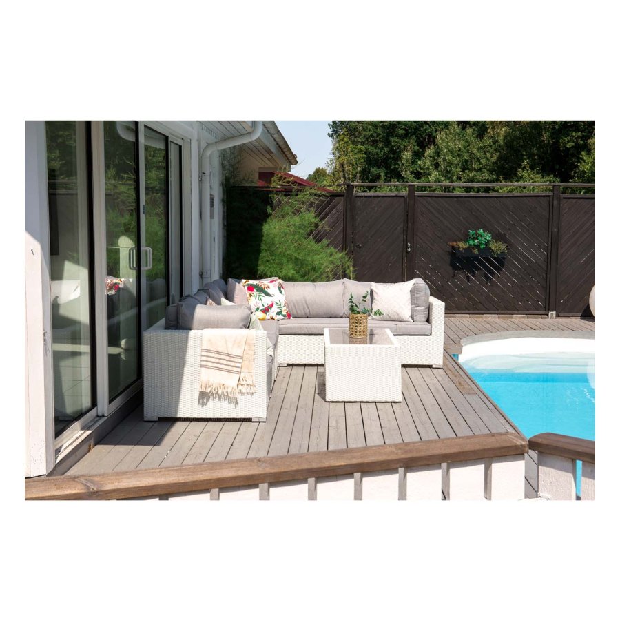 VENTURE DESIGN Amazon modul sofa havest 3+2+1 m. gr hynder - hvid rattan og aluminium 