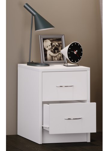 Boxal Mini sengebord, m. 2 skuffer - hvid tr