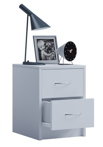 Boxal Mini sengebord, m. 2 skuffer - hvid tr