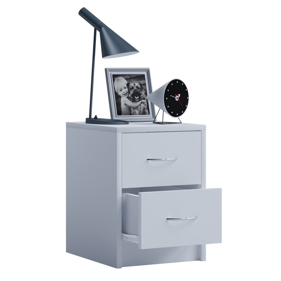 Boxal Mini sengebord, m. 2 skuffer - hvid tr