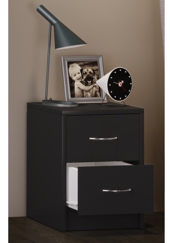 Boxal Mini sengebord, m. 2 skuffer - sort tr