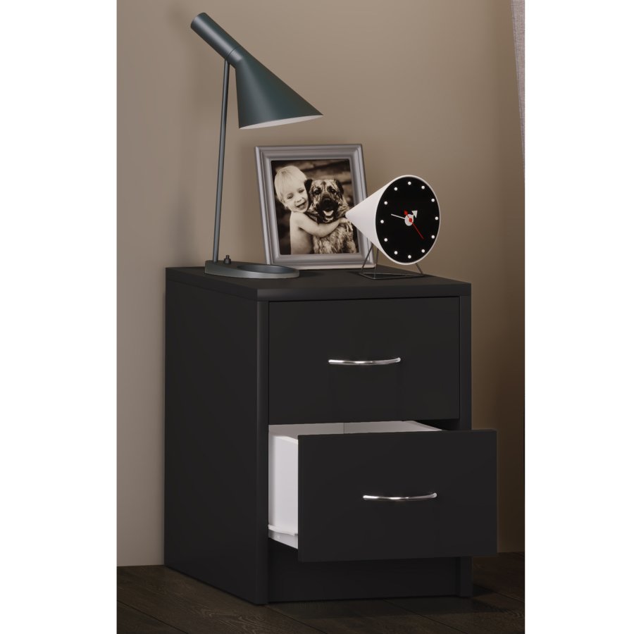 Boxal Mini sengebord, m. 2 skuffer - sort tr