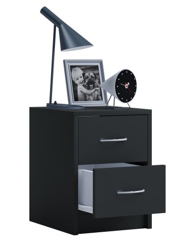 Boxal Mini sengebord, m. 2 skuffer - sort tr