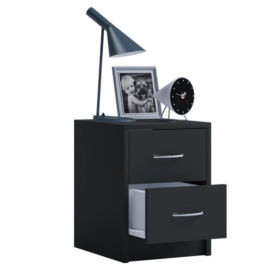 Boxal Mini sengebord, m. 2 skuffer - sort tr