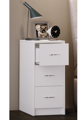 Boxal Maxi sengebord, m. 3 skuffer - hvid tr