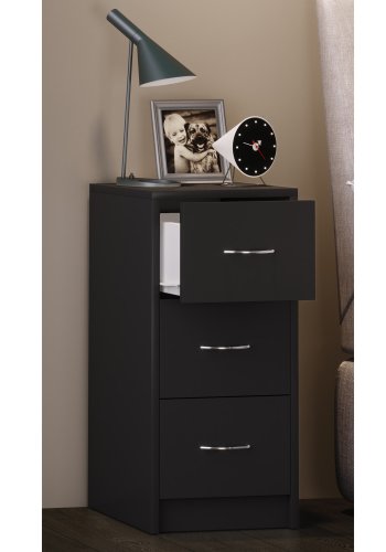 Boxal Maxi sengebord, m. 3 skuffer - sort tr