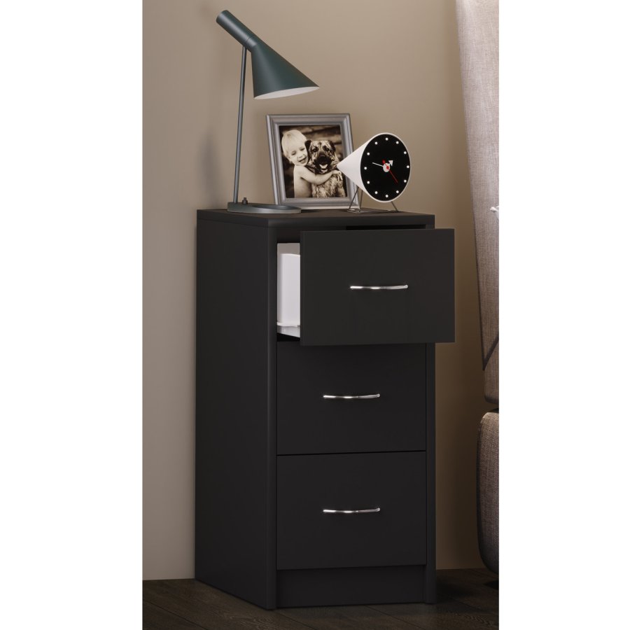 Boxal Maxi sengebord, m. 3 skuffer - sort tr